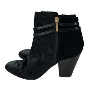 HAL RUBENSTEIN Black Cowhide Booties Size 8.5 Western Casual Leather Heels